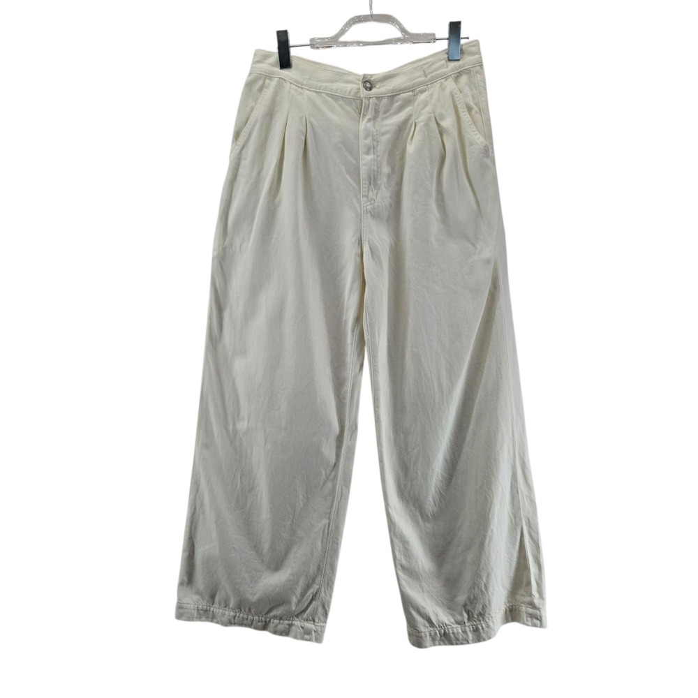 Madewell Jeans Womens 30 White The Harlow Wide Leg Trouser Pleated High‎ Rise